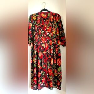 Vintage J.Peterman Floral Plaid Print Dress